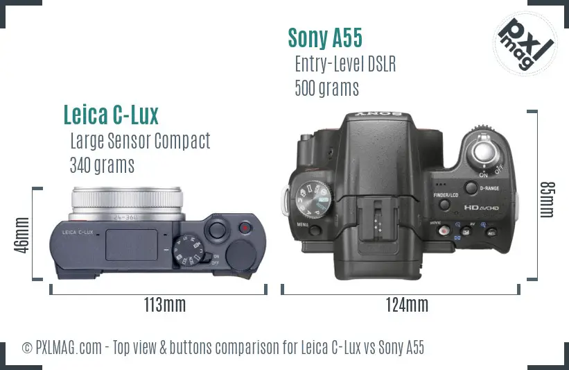 Leica C-Lux vs Sony A55 top view buttons comparison