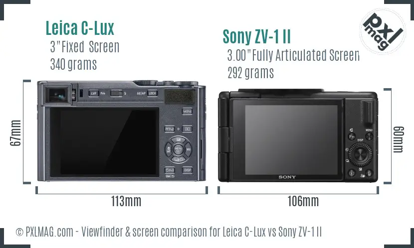 Leica C-Lux vs Sony ZV-1 II Screen and Viewfinder comparison