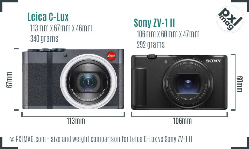 Leica C-Lux vs Sony ZV-1 II size comparison