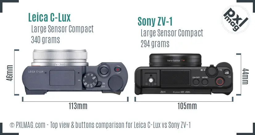 Leica C-Lux vs Sony ZV-1 top view buttons comparison