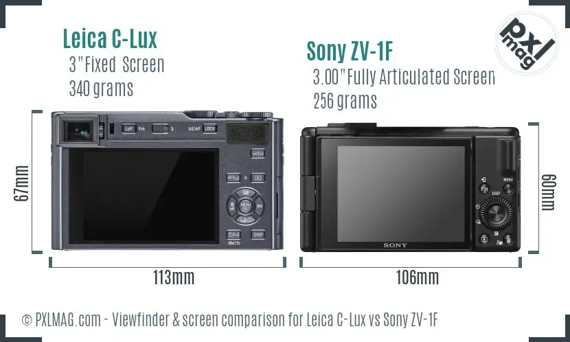 Leica C-Lux vs Sony ZV-1F Screen and Viewfinder comparison
