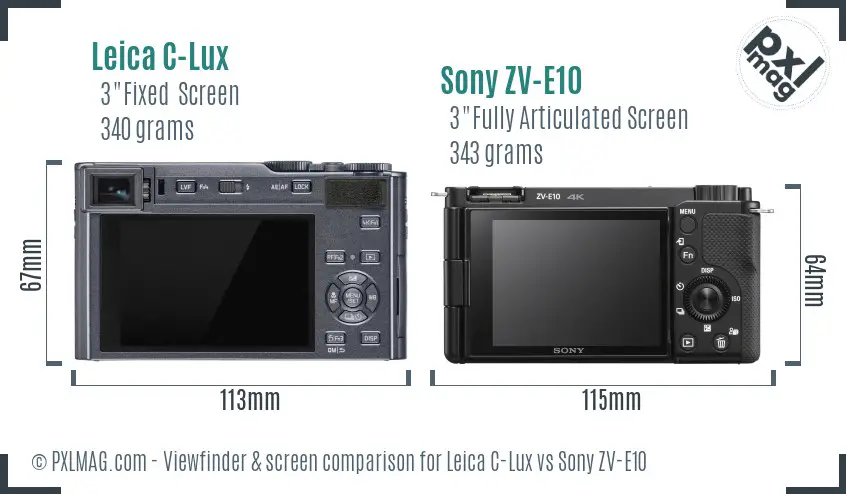 Leica C-Lux vs Sony ZV-E10 Screen and Viewfinder comparison Leica C-Lux vs Sony ZV-E10 Screen and Viewfinder comparison