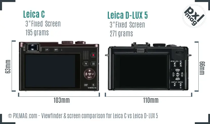 Leica C vs Leica D-LUX 5 Screen and Viewfinder comparison