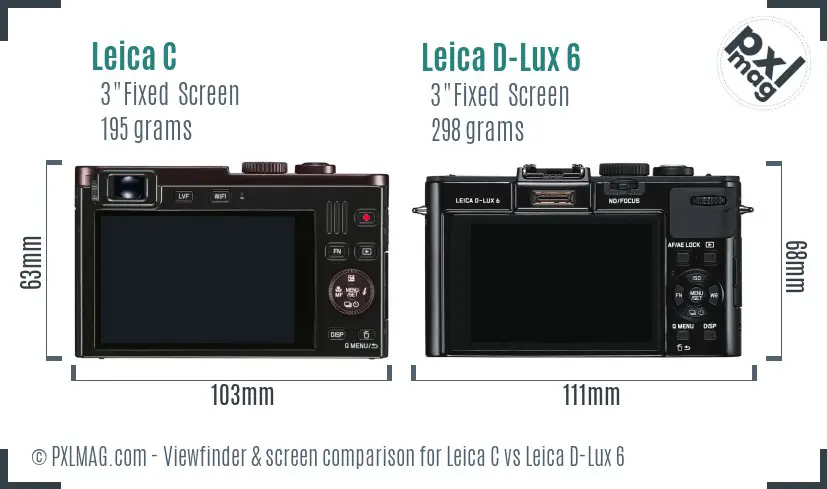 Leica C vs Leica D-Lux 6 Screen and Viewfinder comparison