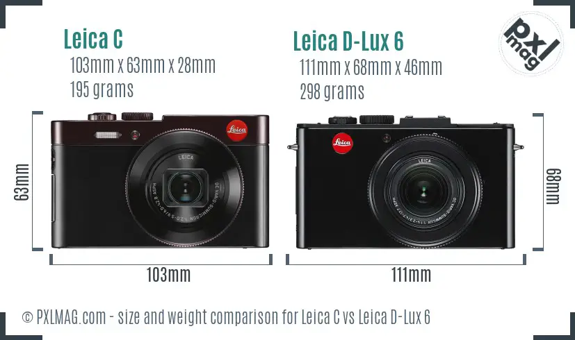 Leica C vs Leica D-Lux 6 size comparison