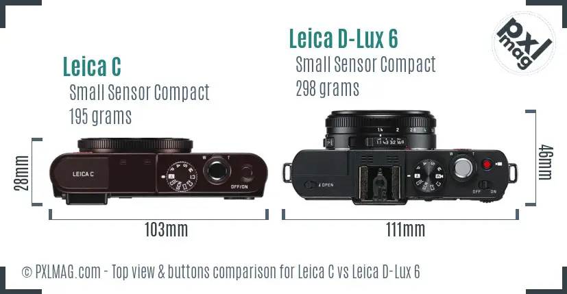 Leica C vs Leica D-Lux 6 top view buttons comparison