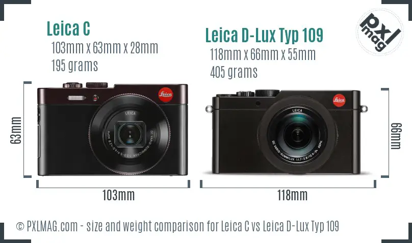 Leica C vs Leica D-Lux Typ 109 size comparison