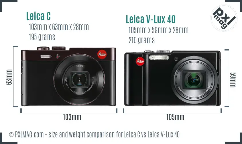 Leica C vs Leica V-Lux 40 size comparison Leica C vs Leica V-Lux 40 size comparison