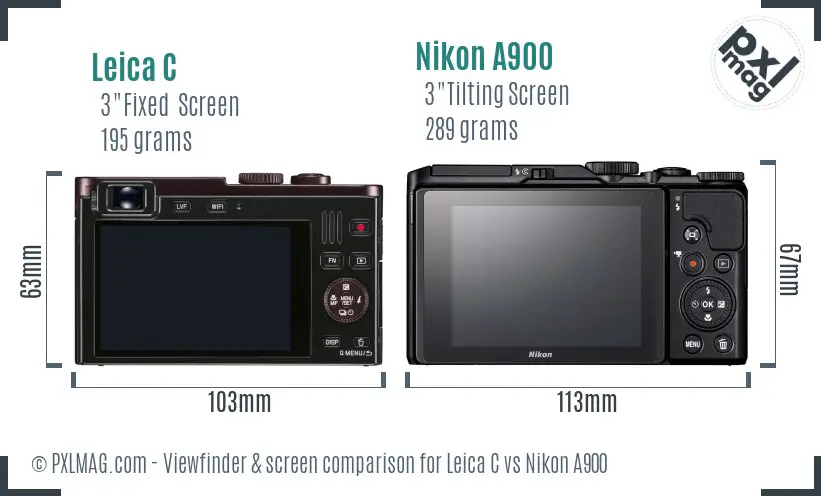 Leica C vs Nikon A900 Screen and Viewfinder comparison