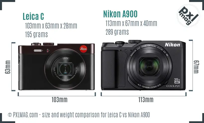 Leica C vs Nikon A900 size comparison