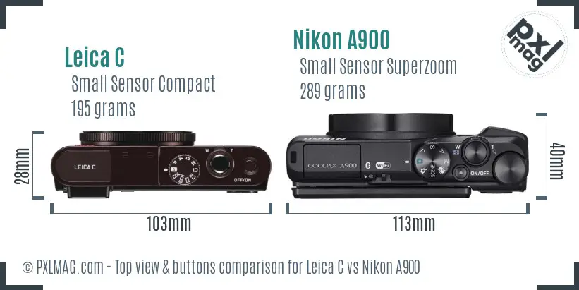Leica C vs Nikon A900 top view buttons comparison