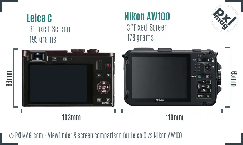 Leica C vs Nikon AW100 Screen and Viewfinder comparison Leica C vs Nikon AW100 Screen and Viewfinder comparison