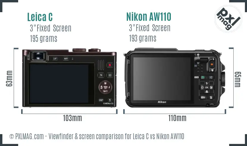 Leica C vs Nikon AW110 Screen and Viewfinder comparison Leica C vs Nikon AW110 Screen and Viewfinder comparison