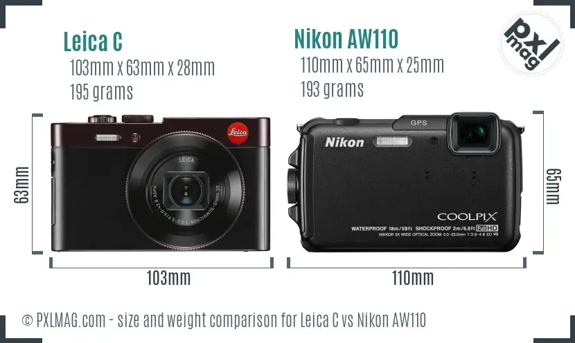 Leica C vs Nikon AW110 size comparison Leica C vs Nikon AW110 size comparison
