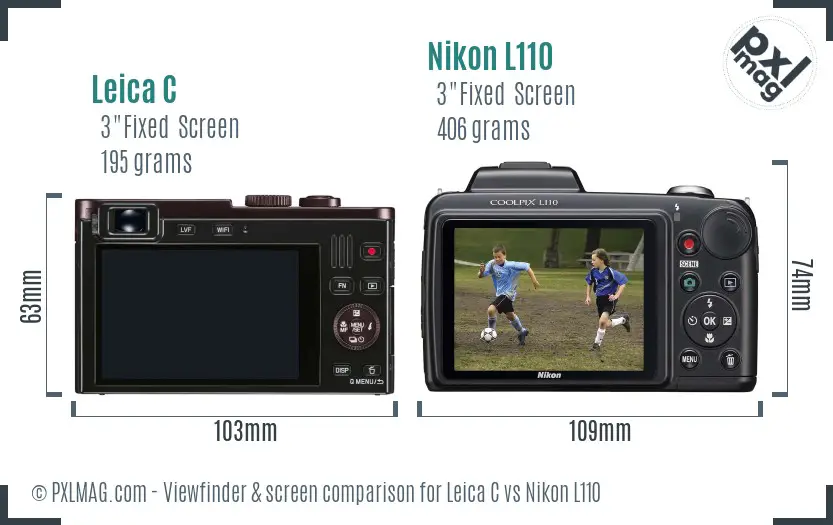 Leica C vs Nikon L110 Screen and Viewfinder comparison