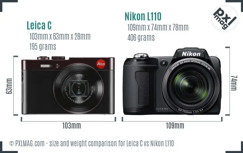 Leica C vs Nikon L110 size comparison