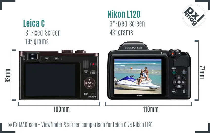 Leica C vs Nikon L120 Screen and Viewfinder comparison