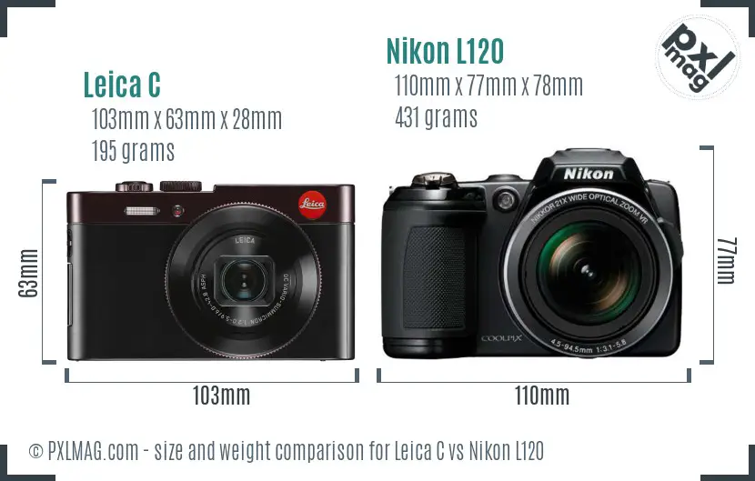 Leica C vs Nikon L120 size comparison