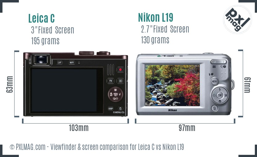Leica C vs Nikon L19 Screen and Viewfinder comparison