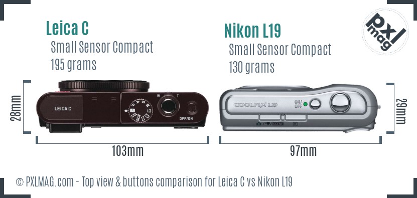 Leica C vs Nikon L19 top view buttons comparison