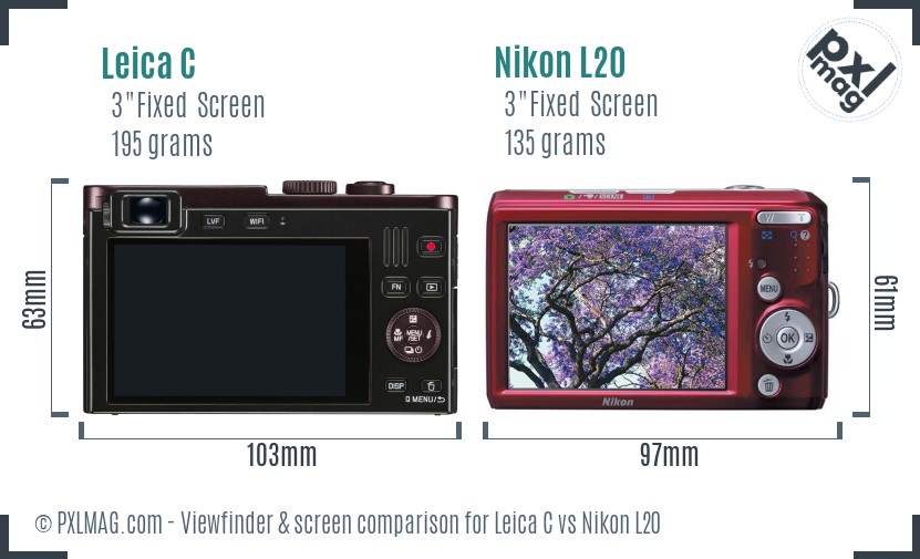 Leica C vs Nikon L20 Screen and Viewfinder comparison