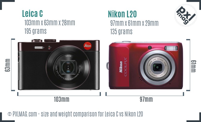 Leica C vs Nikon L20 size comparison Leica C vs Nikon L20 size comparison