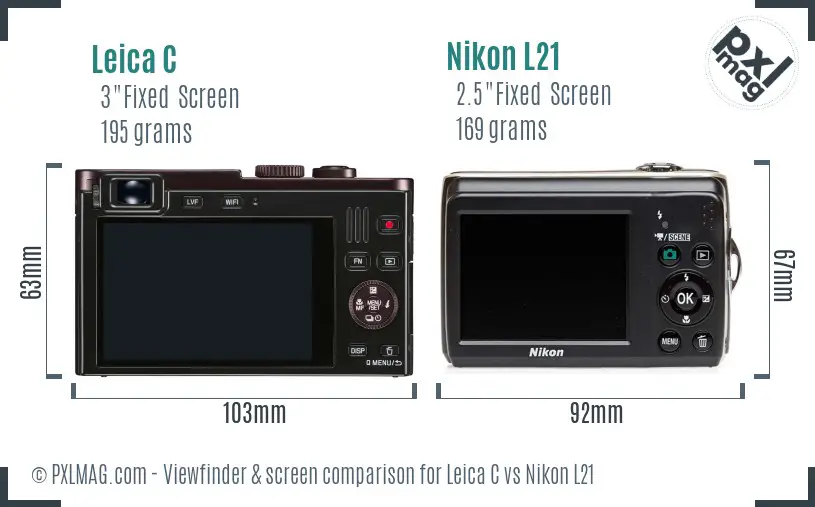 Leica C vs Nikon L21 Screen and Viewfinder comparison Leica C vs Nikon L21 Screen and Viewfinder comparison