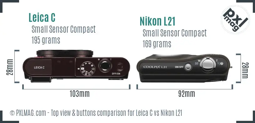 Leica C vs Nikon L21 top view buttons comparison Leica C vs Nikon L21 top view buttons comparison