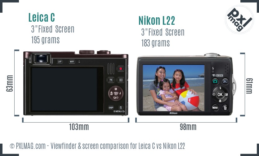 Leica C vs Nikon L22 Screen and Viewfinder comparison