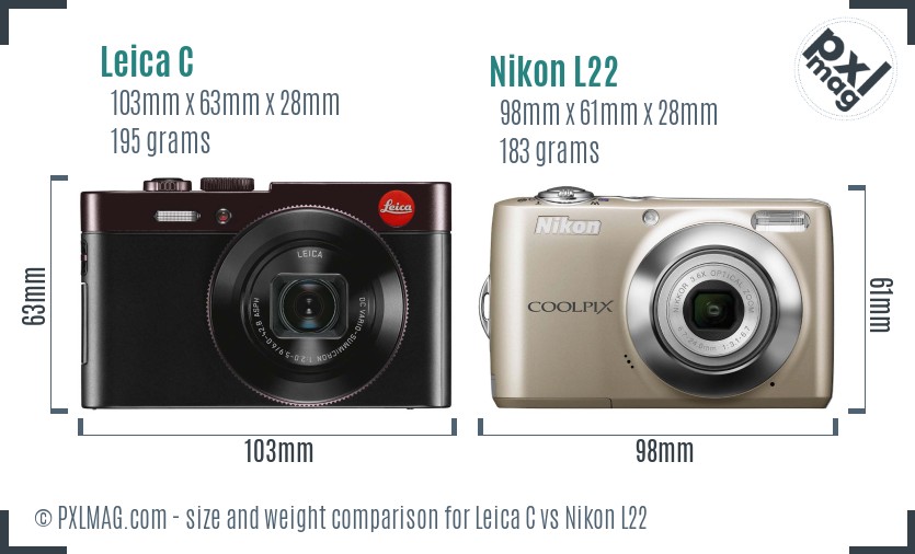 Leica C vs Nikon L22 size comparison