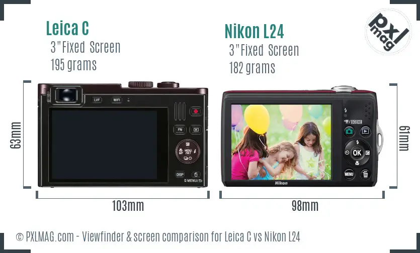 Leica C vs Nikon L24 Screen and Viewfinder comparison