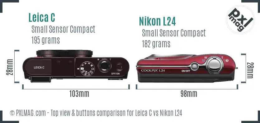 Leica C vs Nikon L24 top view buttons comparison