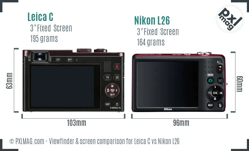 Leica C vs Nikon L26 Screen and Viewfinder comparison