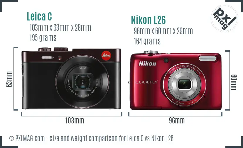 Leica C vs Nikon L26 size comparison