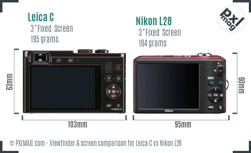 Leica C vs Nikon L28 Screen and Viewfinder comparison