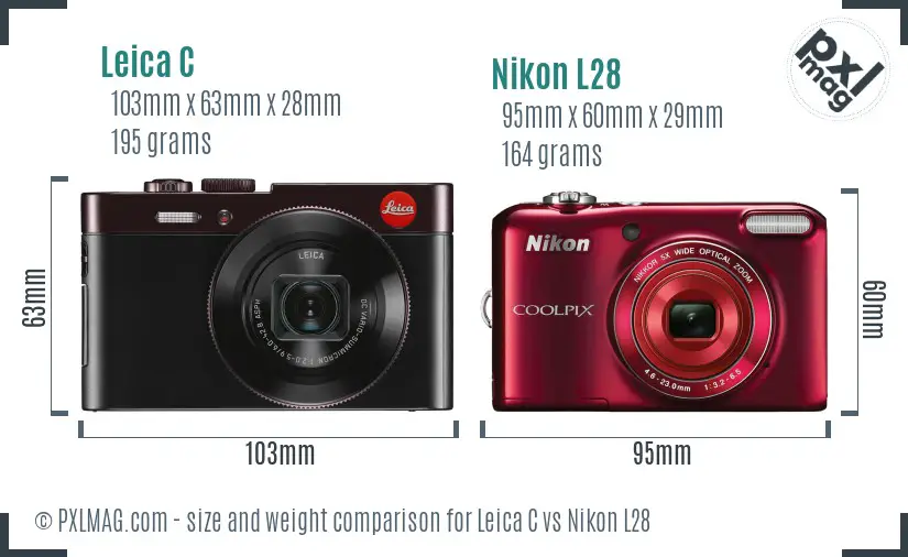 Leica C vs Nikon L28 size comparison