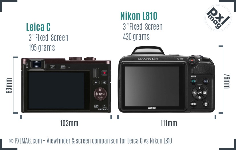 Leica C vs Nikon L810 Screen and Viewfinder comparison