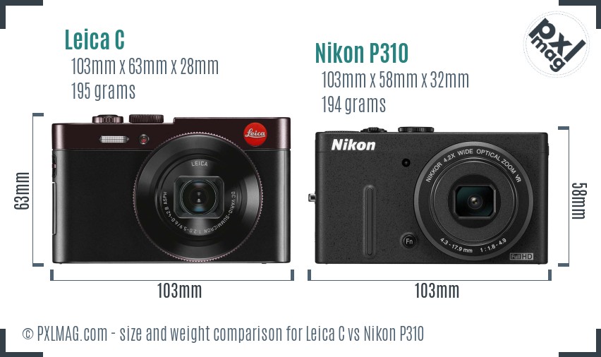 Leica C vs Nikon P310 size comparison