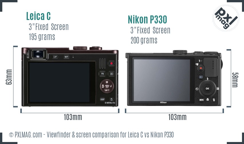 Leica C vs Nikon P330 Screen and Viewfinder comparison