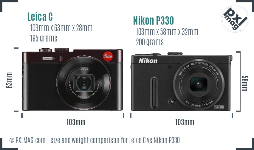 Leica C vs Nikon P330 size comparison Leica C vs Nikon P330 size comparison