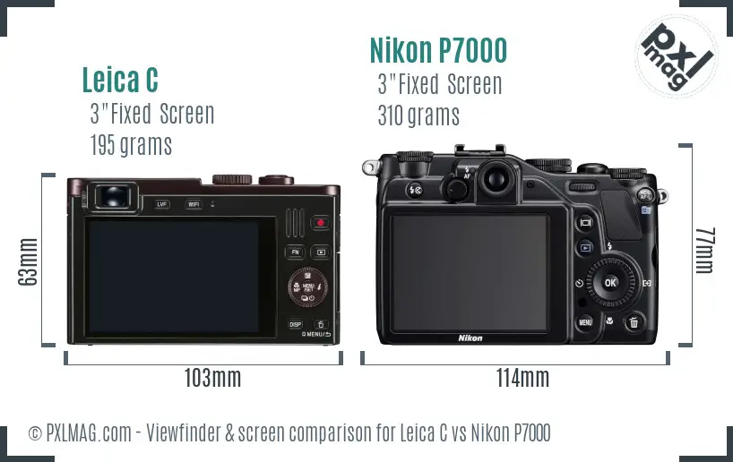 Leica C vs Nikon P7000 Screen and Viewfinder comparison