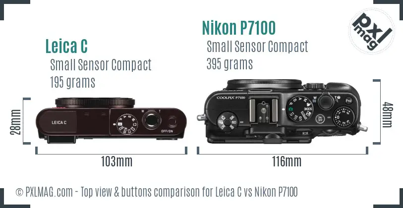 Leica C vs Nikon P7100 top view buttons comparison Leica C vs Nikon P7100 top view buttons comparison