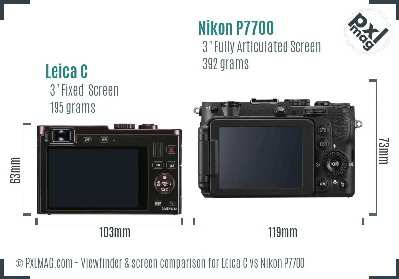 Leica C vs Nikon P7700 Screen and Viewfinder comparison