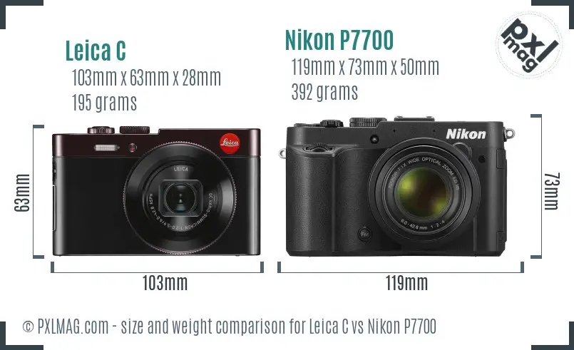 Leica C vs Nikon P7700 size comparison
