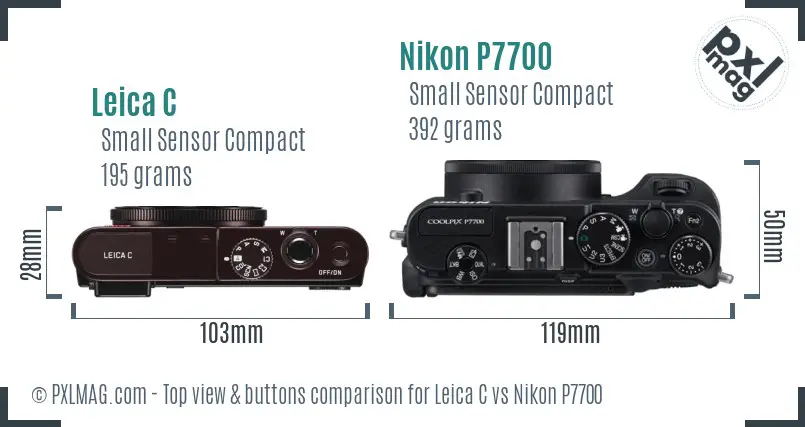Leica C vs Nikon P7700 top view buttons comparison