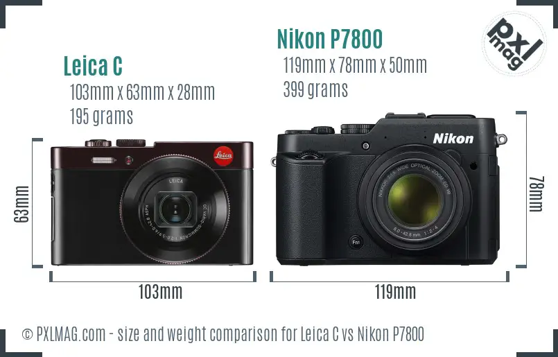 Leica C vs Nikon P7800 size comparison