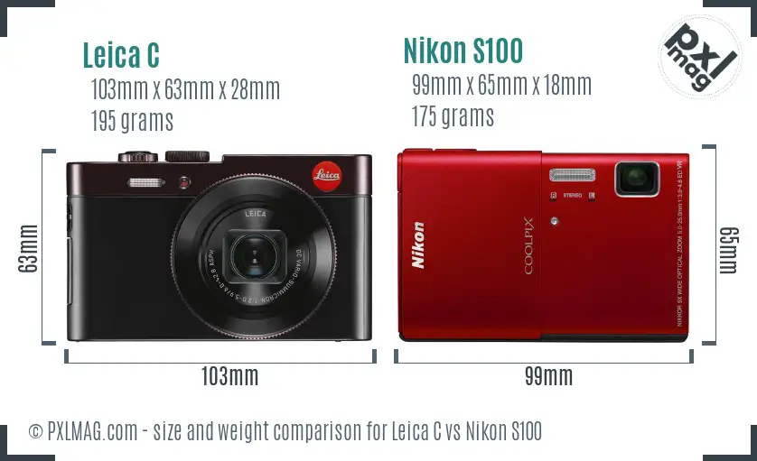 Leica C vs Nikon S100 size comparison