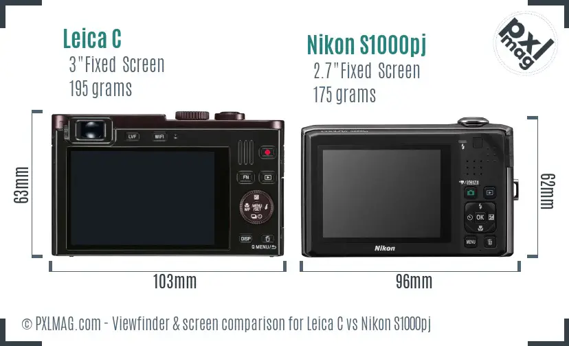 Leica C vs Nikon S1000pj Screen and Viewfinder comparison