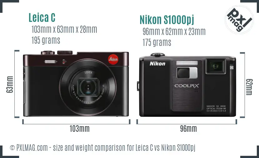 Leica C vs Nikon S1000pj size comparison