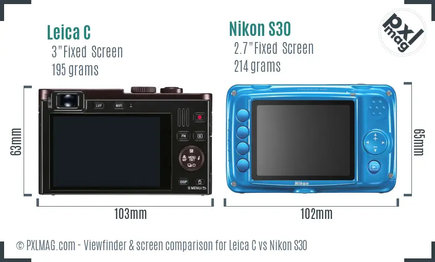 Leica C vs Nikon S30 Screen and Viewfinder comparison